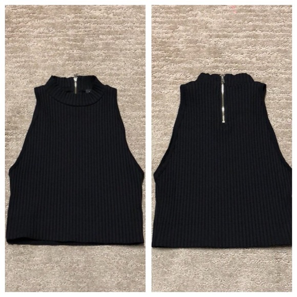 bebe Tops - bebe Ribbed Mock Neck Cropped Tank